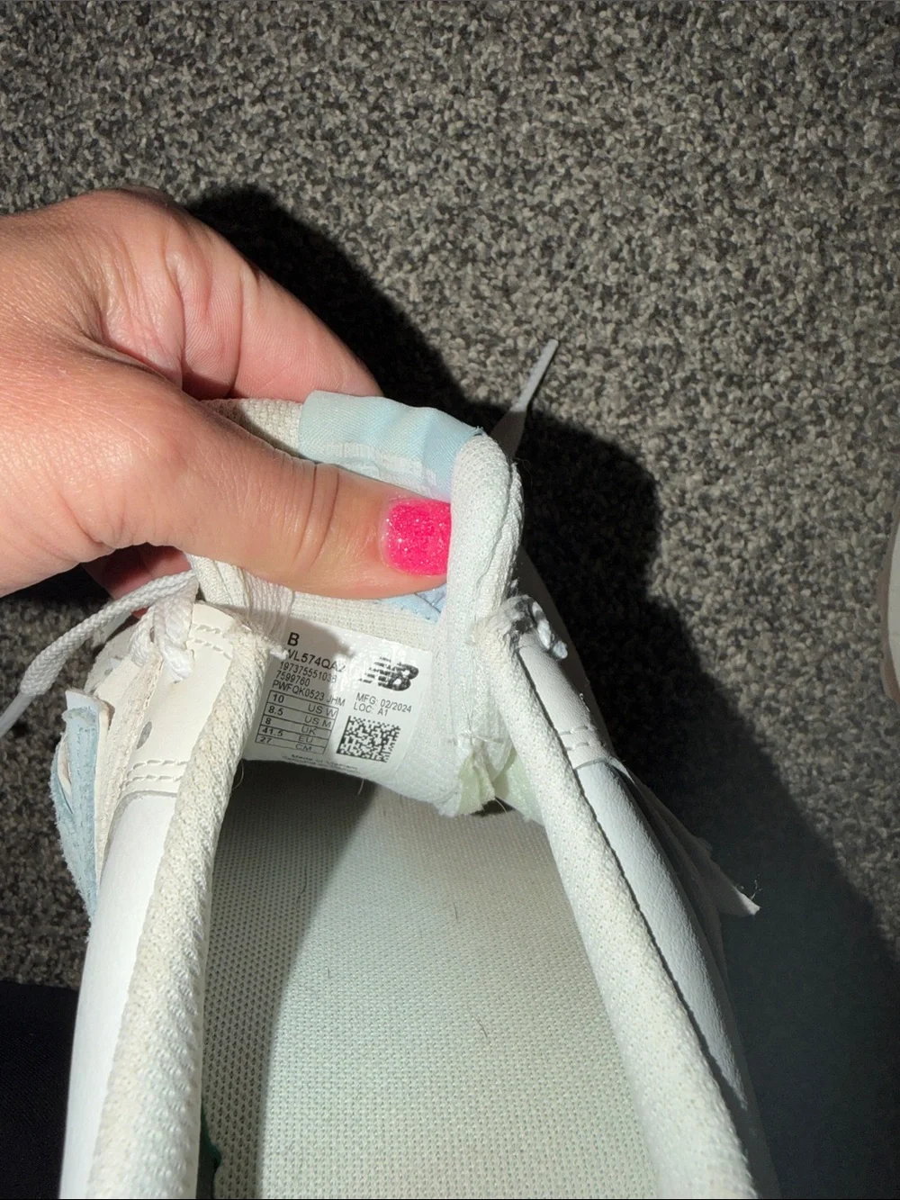 New Balance Women's White Sneakers with Light Blue Accents size 10